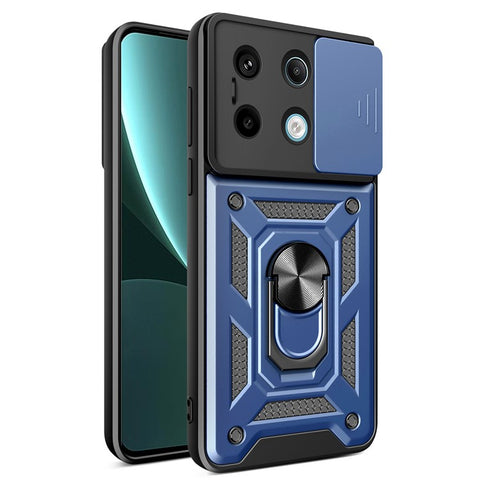 For Xiaomi Redmi Note 13 Pro 5G / Poco X6 5G Case Kickstand Slide Lens Window Phone Cover