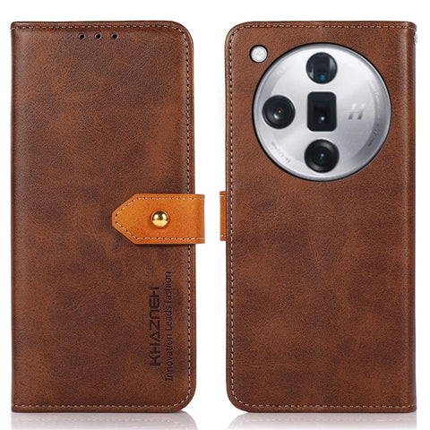 KHAZNEH For Oppo Find X7 5G Cowhide Texture Leather Case Wallet Phone Cover