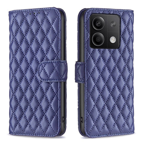 BINFEN COLOR BF Style-14 For Xiaomi Redmi Note 13 4G Leather Case Rhombus Grid Phone Cover Folding Stand