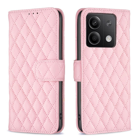 BINFEN COLOR BF Style-14 For Xiaomi Redmi Note 13 4G Leather Case Rhombus Grid Phone Cover Folding Stand