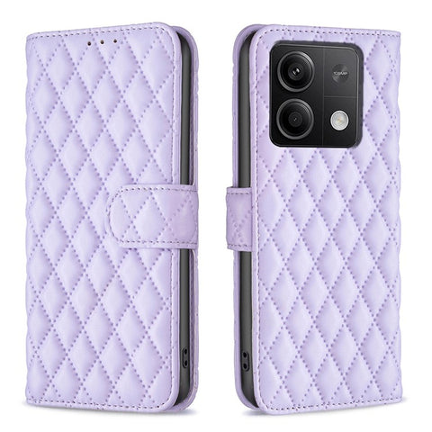 BINFEN COLOR BF Style-14 For Xiaomi Redmi Note 13 4G Leather Case Rhombus Grid Phone Cover Folding Stand