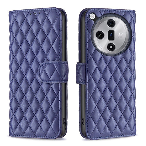 BINFEN COLOR BF Style-14 For Oppo Find X7 5G Case Wallet Phone Cover Rhombus Grid Pattern