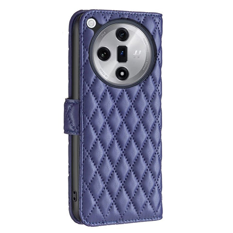 BINFEN COLOR BF Style-14 For Oppo Find X7 5G Case Wallet Phone Cover Rhombus Grid Pattern