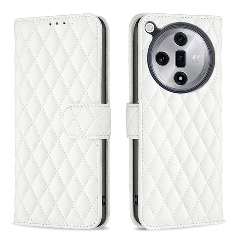 BINFEN COLOR BF Style-14 For Oppo Find X7 5G Case Wallet Phone Cover Rhombus Grid Pattern