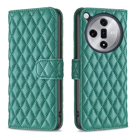 BINFEN COLOR BF Style-14 For Oppo Find X7 5G Case Wallet Phone Cover Rhombus Grid Pattern