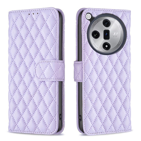 BINFEN COLOR BF Style-14 For Oppo Find X7 5G Case Wallet Phone Cover Rhombus Grid Pattern