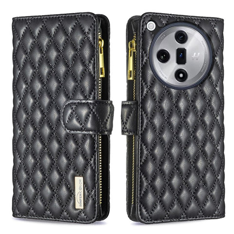 BINFEN COLOR BF Style-15 For Oppo Find X7 5G Case Phone Leather Cover Zipper Pocket