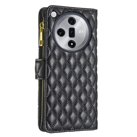 BINFEN COLOR BF Style-15 For Oppo Find X7 5G Case Phone Leather Cover Zipper Pocket