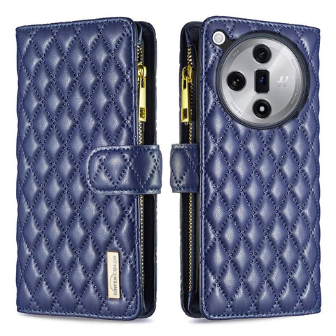 BINFEN COLOR BF Style-15 For Oppo Find X7 5G Case Phone Leather Cover Zipper Pocket