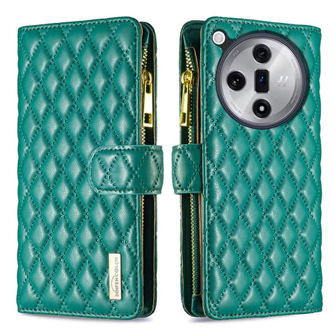 BINFEN COLOR BF Style-15 For Oppo Find X7 5G Case Phone Leather Cover Zipper Pocket