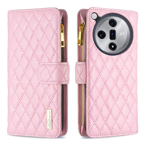 BINFEN COLOR BF Style-15 For Oppo Find X7 5G Case Phone Leather Cover Zipper Pocket