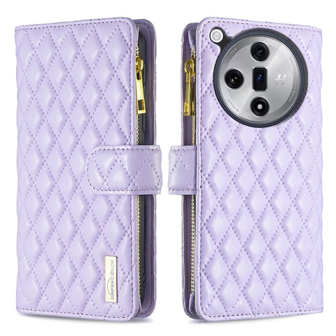 BINFEN COLOR BF Style-15 For Oppo Find X7 5G Case Phone Leather Cover Zipper Pocket