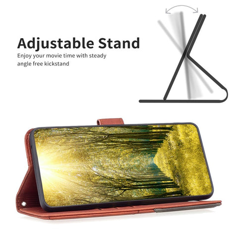 BINFEN COLOR For Oppo Find X7 5G Phone Cases Wallet Stand Geometry Imprint Leather Cover