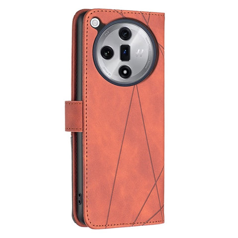 BINFEN COLOR For Oppo Find X7 5G Phone Cases Wallet Stand Geometry Imprint Leather Cover