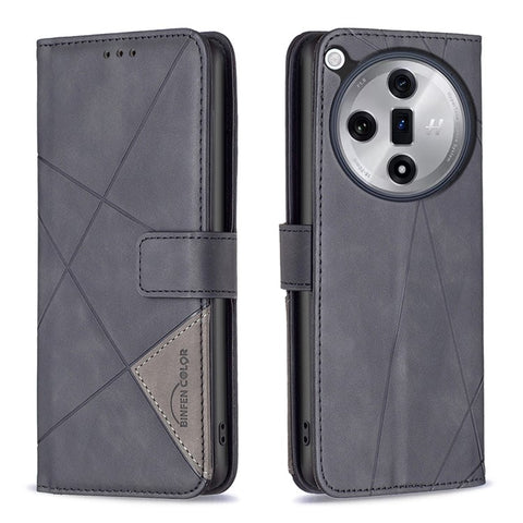 BINFEN COLOR For Oppo Find X7 5G Phone Cases Wallet Stand Geometry Imprint Leather Cover
