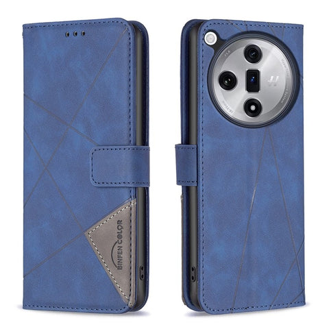 BINFEN COLOR For Oppo Find X7 5G Phone Cases Wallet Stand Geometry Imprint Leather Cover