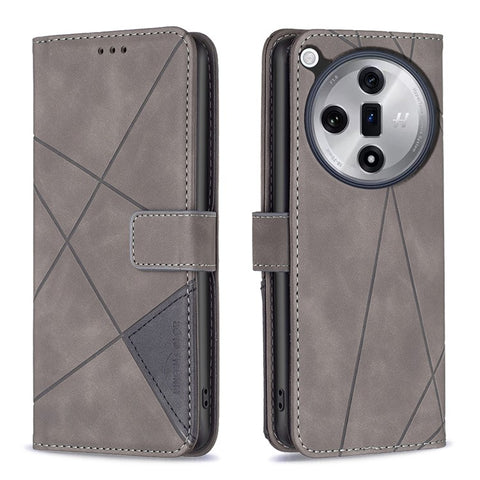 BINFEN COLOR For Oppo Find X7 5G Phone Cases Wallet Stand Geometry Imprint Leather Cover