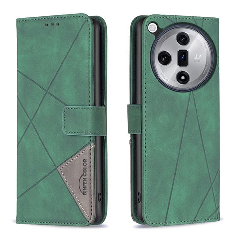 BINFEN COLOR For Oppo Find X7 5G Phone Cases Wallet Stand Geometry Imprint Leather Cover