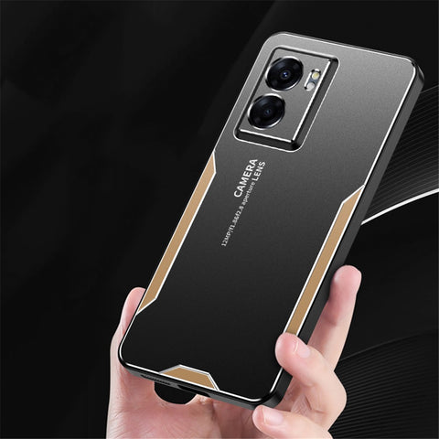For Oppo A57 (2022) 5G /  A77 5G Cell Phone Case Frosted PC+TPU+Aluminum Alloy Cover