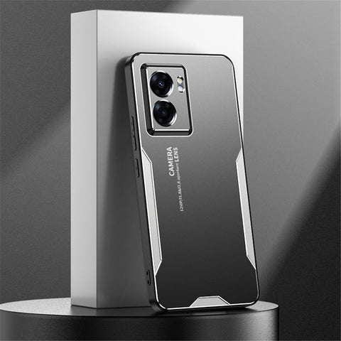 For Oppo A57 (2022) 5G /  A77 5G Cell Phone Case Frosted PC+TPU+Aluminum Alloy Cover