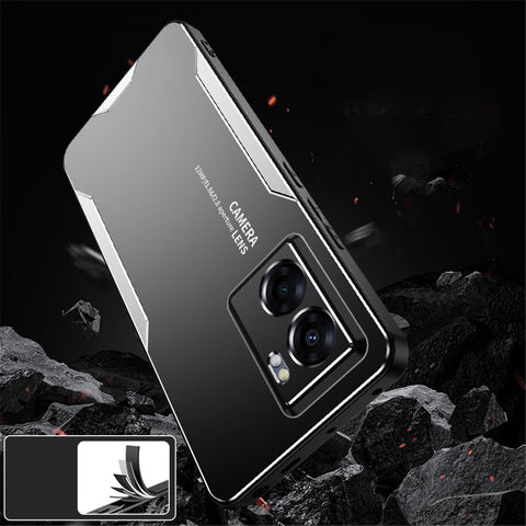 For Oppo A57 (2022) 5G /  A77 5G Cell Phone Case Frosted PC+TPU+Aluminum Alloy Cover