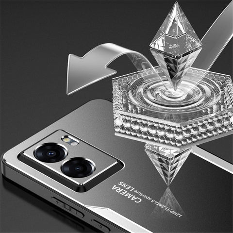 For Oppo A57 (2022) 5G /  A77 5G Cell Phone Case Frosted PC+TPU+Aluminum Alloy Cover