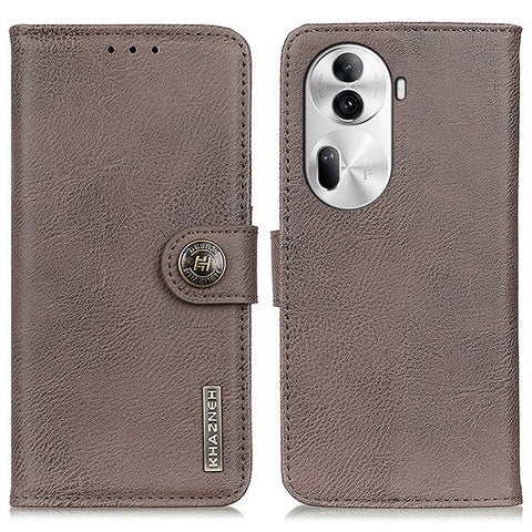 KHAZNEH For Oppo Reno11 Pro 5G (Global) / Reno11 (China) 5G Leather Wallet Phone Case Cowhide Texture