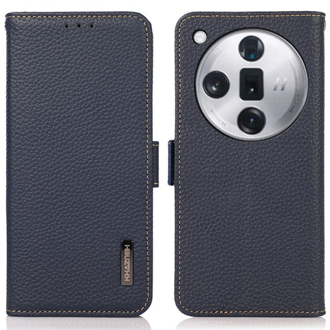 KHAZNEH For Oppo Find X7 5G Case Genuine Cow Leather+TPU Litchi Texture Phone Cover