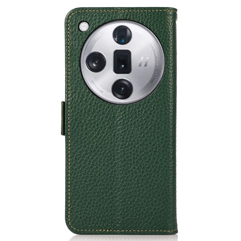 KHAZNEH For Oppo Find X7 5G Case Genuine Cow Leather+TPU Litchi Texture Phone Cover