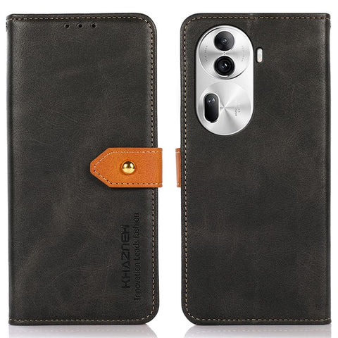 KHAZNEH For Oppo Reno11 Pro 5G (Global) / Reno11 (China) 5G Magnetic Case Golden Buckle PU Leather+TPU Phone Shell