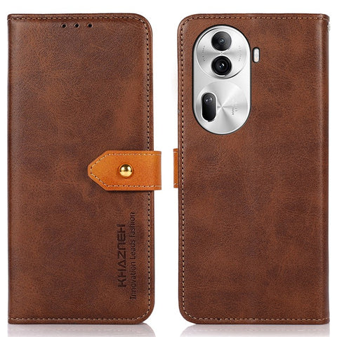 KHAZNEH For Oppo Reno11 Pro 5G (Global) / Reno11 (China) 5G Magnetic Case Golden Buckle PU Leather+TPU Phone Shell