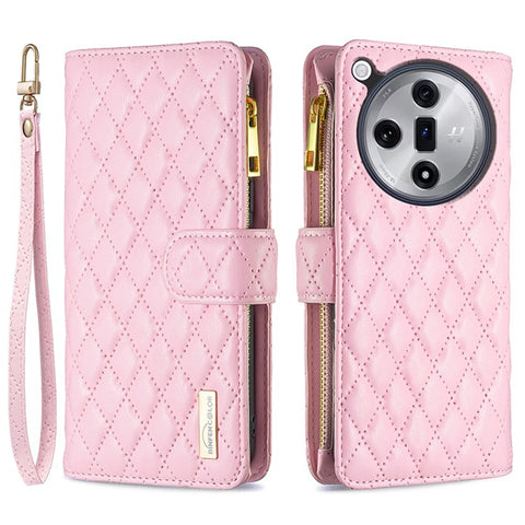 BINFEN COLOR BF Style-15 For Oppo Find X7 Ultra Case Rhombus Imprinted Zipper Pocket Phone Cover