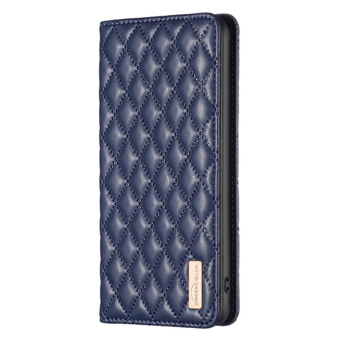 BINFEN COLOR BF Style-16 For Oppo Find X7 Ultra Phone Case Rhombus Grid Cover Card Holder