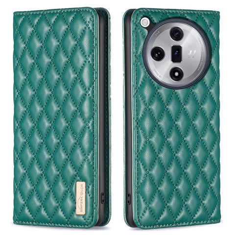 BINFEN COLOR BF Style-16 For Oppo Find X7 Ultra Phone Case Rhombus Grid Cover Card Holder