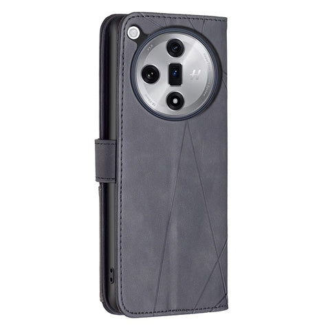 BINFEN COLOR For Oppo Find X7 Ultra Phone Cases Wallet Stand Geometry Imprint Leather Cover