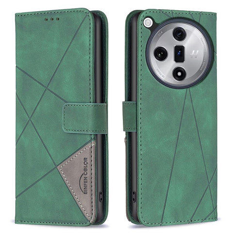 BINFEN COLOR For Oppo Find X7 Ultra Phone Cases Wallet Stand Geometry Imprint Leather Cover