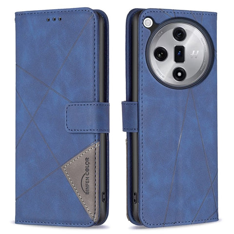 BINFEN COLOR For Oppo Find X7 Ultra Phone Cases Wallet Stand Geometry Imprint Leather Cover