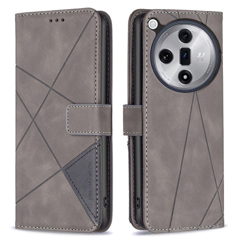 BINFEN COLOR For Oppo Find X7 Ultra Phone Cases Wallet Stand Geometry Imprint Leather Cover