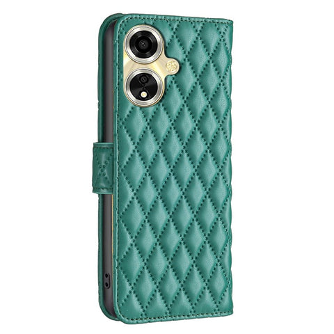 BINFEN COLOR BF Style-14 For Oppo A59 5G Case Rhombus Leather Card Holder Phone Cover