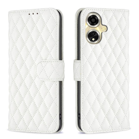 BINFEN COLOR BF Style-14 For Oppo A59 5G Case Rhombus Leather Card Holder Phone Cover