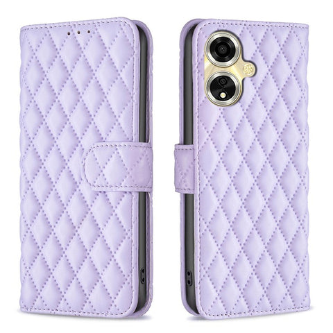 BINFEN COLOR BF Style-14 For Oppo A59 5G Case Rhombus Leather Card Holder Phone Cover