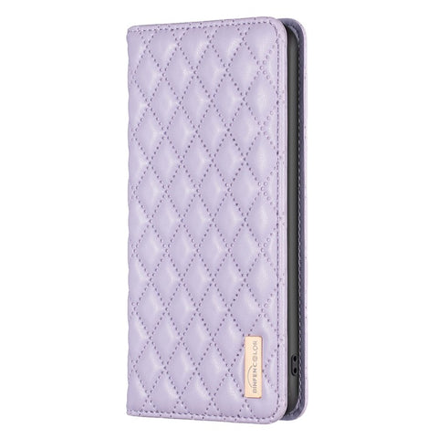 BINFEN COLOR BF Style-16 For Oppo A59 5G Phone Case with Card Holder Rhombus Grid Cover