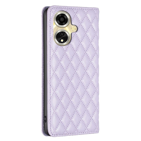 BINFEN COLOR BF Style-16 For Oppo A59 5G Phone Case with Card Holder Rhombus Grid Cover