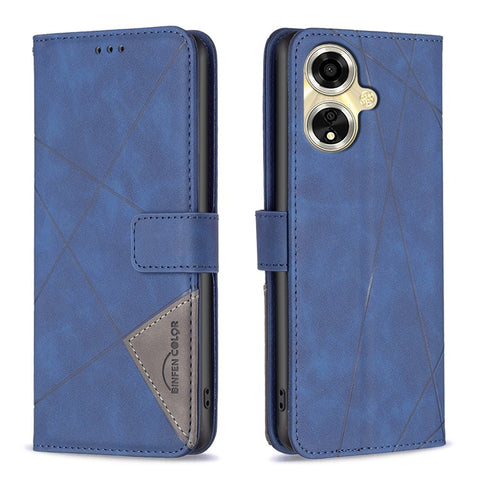 BINFEN COLOR For Oppo A59 5G Phone Cases Wallet Stand Geometry Imprint Leather Cover