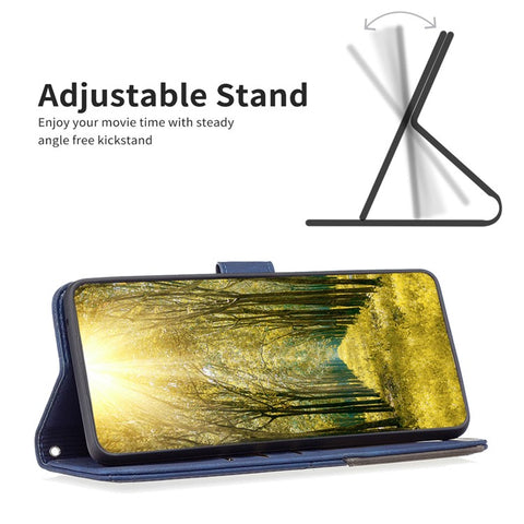 BINFEN COLOR For Oppo A59 5G Phone Cases Wallet Stand Geometry Imprint Leather Cover