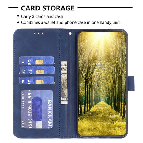 BINFEN COLOR For Oppo A59 5G Phone Cases Wallet Stand Geometry Imprint Leather Cover