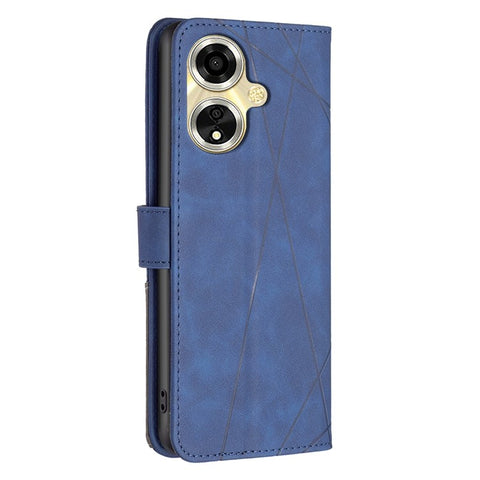 BINFEN COLOR For Oppo A59 5G Phone Cases Wallet Stand Geometry Imprint Leather Cover
