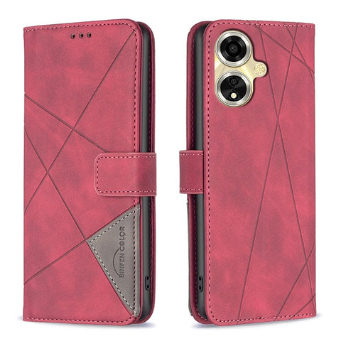 BINFEN COLOR For Oppo A59 5G Phone Cases Wallet Stand Geometry Imprint Leather Cover