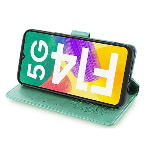 For Samsung Galaxy F14 5G Case Imprinted Deer Tree Pattern Protective Cover with Wrist Strap