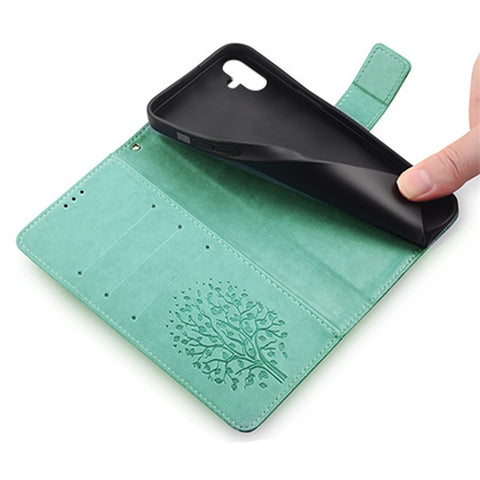 For Samsung Galaxy F14 5G Case Imprinted Deer Tree Pattern Protective Cover with Wrist Strap